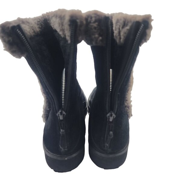Stuart Weitzman Suede Leather Fur Lined Wedge Boots Black Women's 5 - Picture 6 of 12